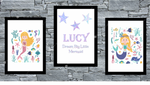 Personalised Name Mermaid prints - Set of 3