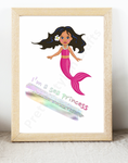 Cute Mermaid Sea Princess Nursery / Bedroom Wall Art Print