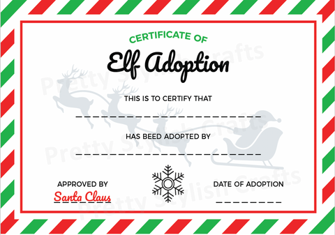 Christmas Elf Adoption Certificate Fun Gift