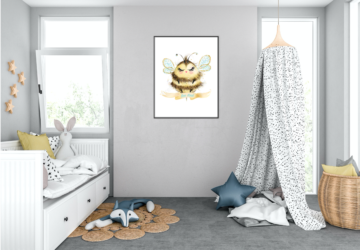 Cute Bee Nursery Print