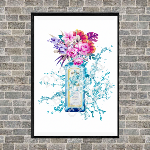 Blue Gin Wall Print Coloursplash